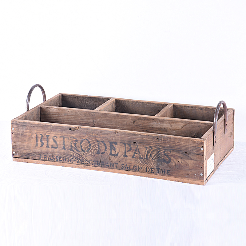 Vintage Wooden Crate Storage Box Milk Bottle Cutlery Holder Caddy Vintage Wooden Crate Storage Box Milk Bottle Cutlery Holder Caddy